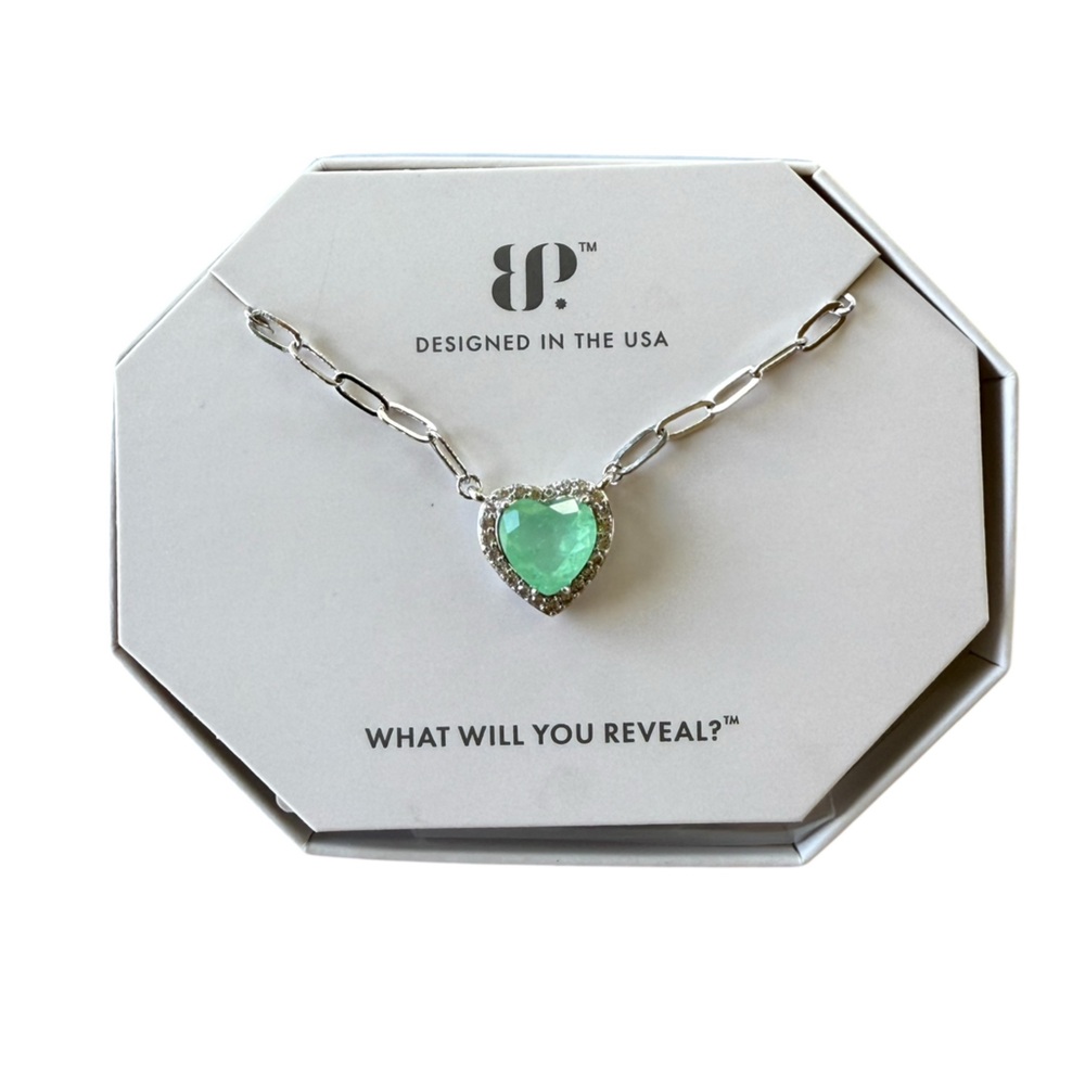 BP Silver Bracelet with Green Heart Gemstone